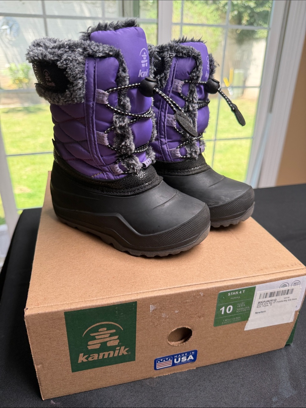 Kamik Kids Purple and Black Winter Snow Boots size 10 (4T)